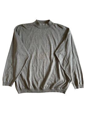 St. Croix Knits Men's Sz L Gray Mock Neck Lightweight Sweater Long Sleeve